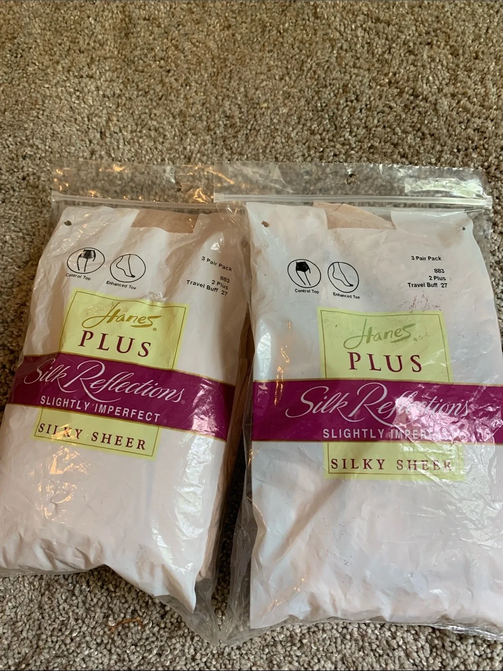 Hanes plus Silk Reflection Panty hose NEW 5 pair Size 2 Plus Color: Travel Buff